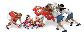 Una abierta o ruck en un partido de rugby